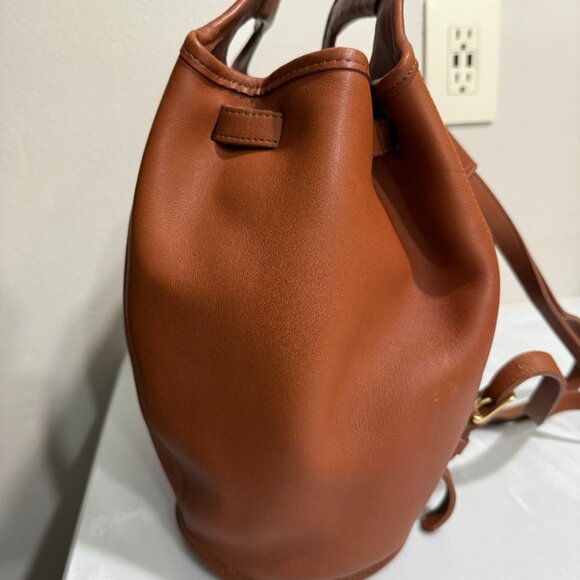 Vintage COACH Drawstring Backpack British Tan Shopper Handles 9994 - Picture 4 of 10